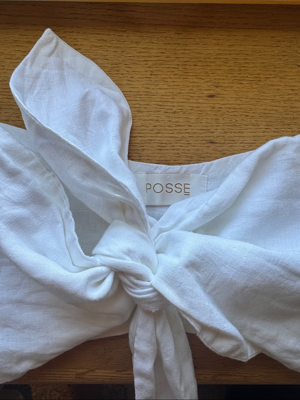 Posse White Linen Front Tie Blouse